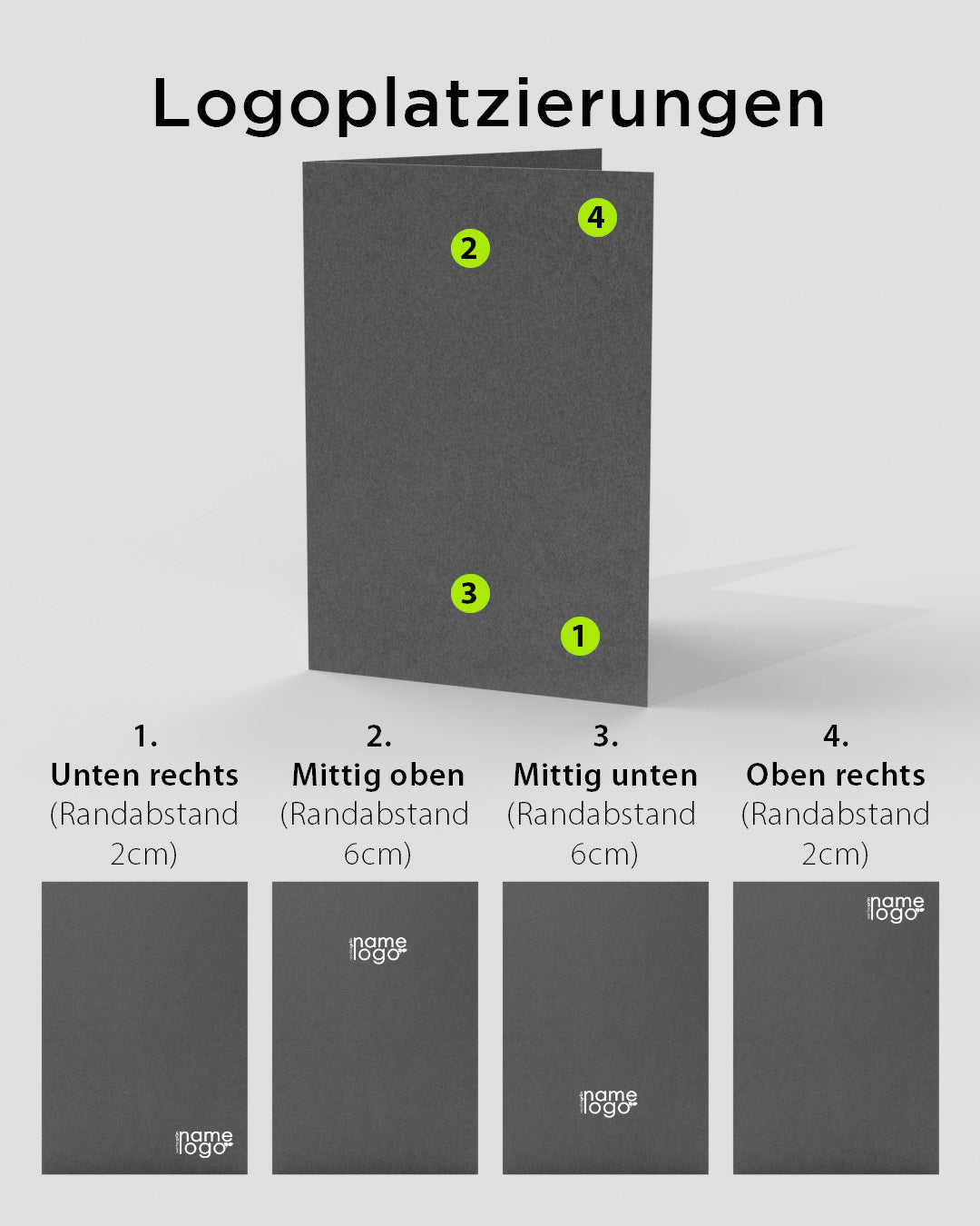 Individuelle Logo-Platzierung auf der Mappe als Übersicht.
