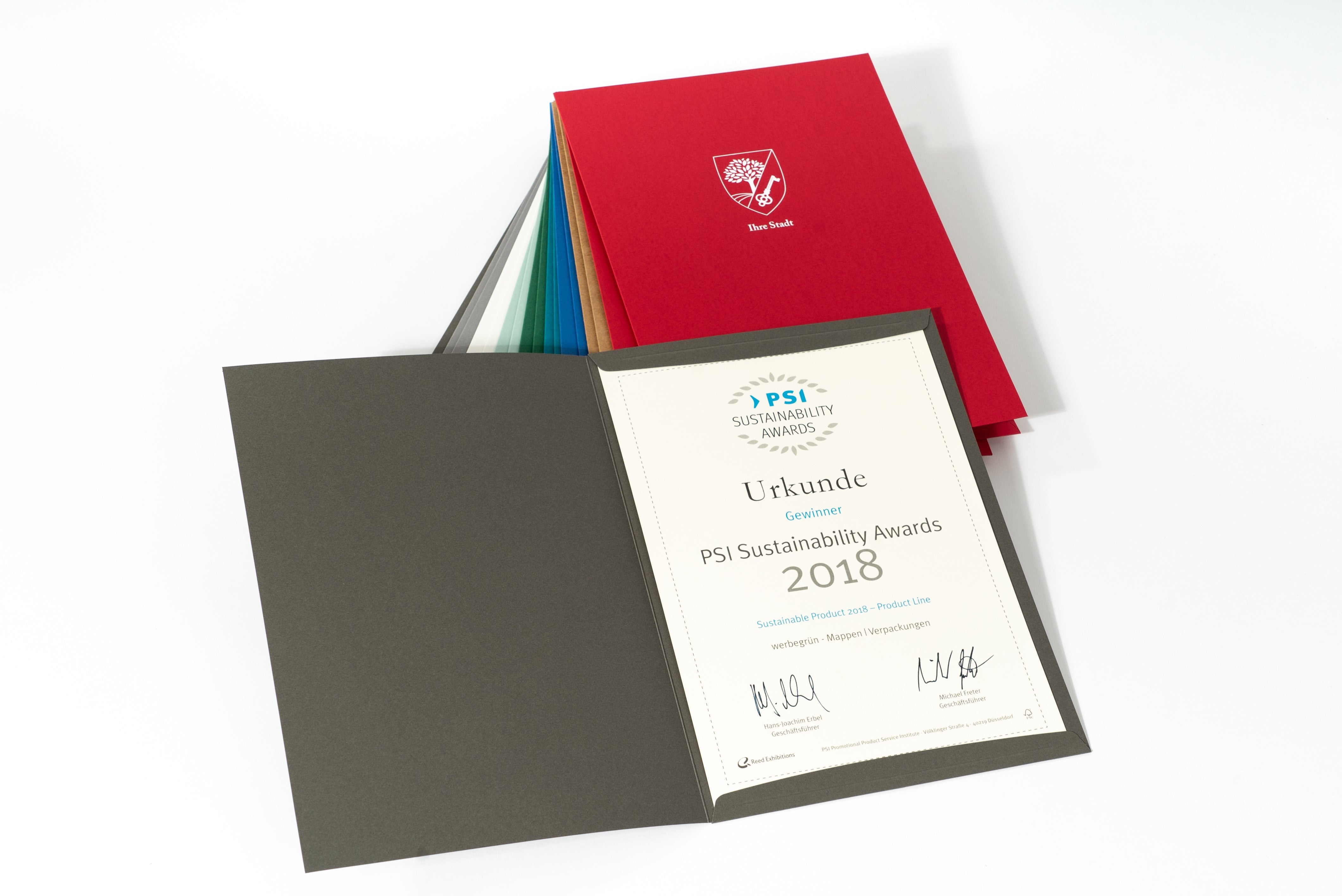 Individually printed certificate folders | werbegrün