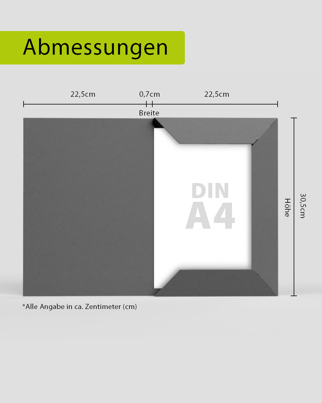 Abmessungen Sammelmappe für A4 von werbegrün