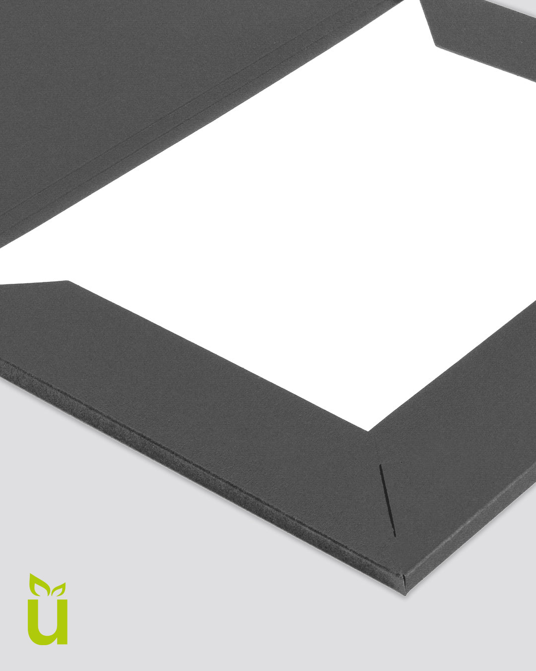 Detaillierte Ansicht der Sammelmappe A4 von Werbegrün mit breiten Laschen für Ihre Unterlagen