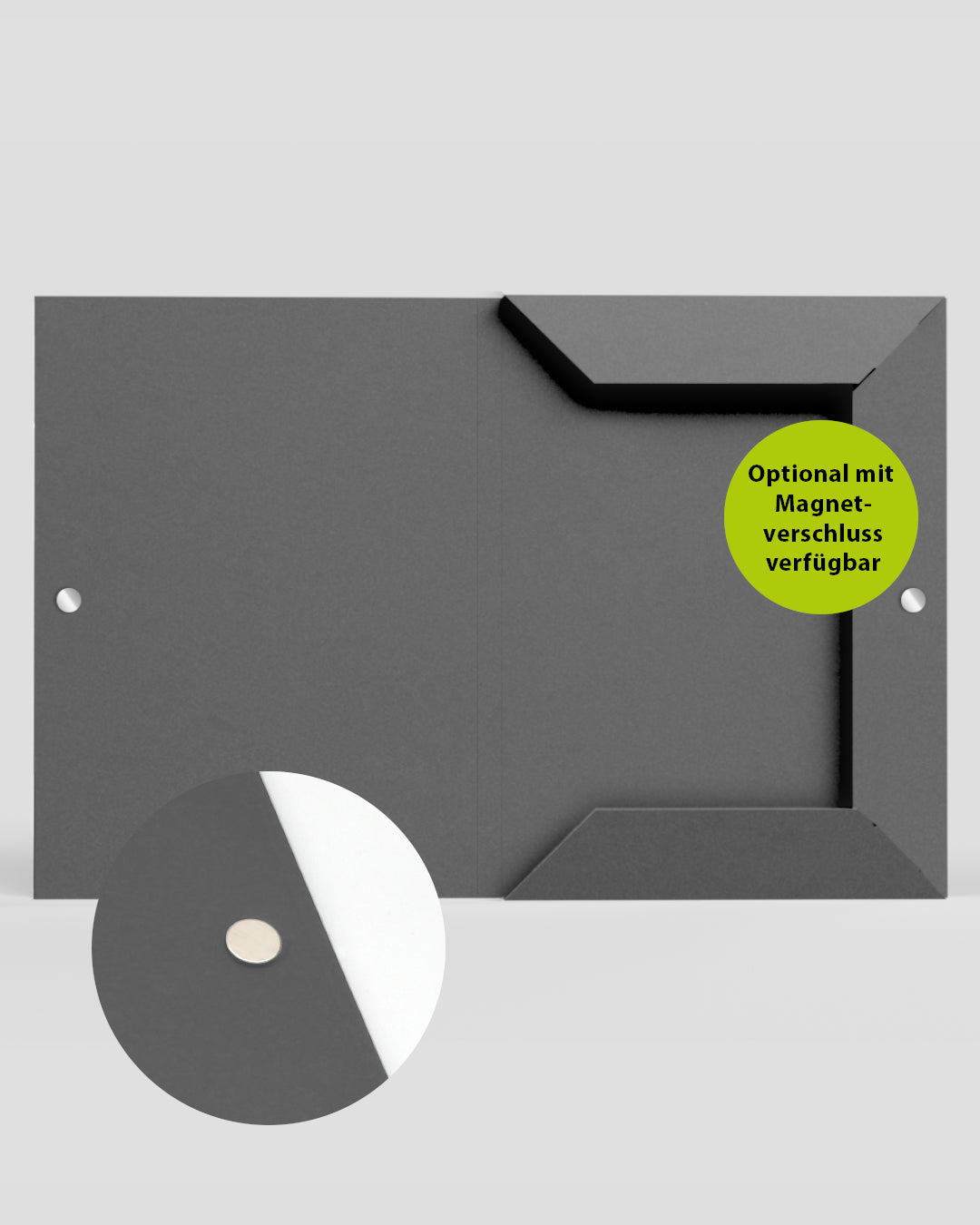 Sammelmappe mit Magnetverschluss optional im Onlineshop werbegrün erhältlich
