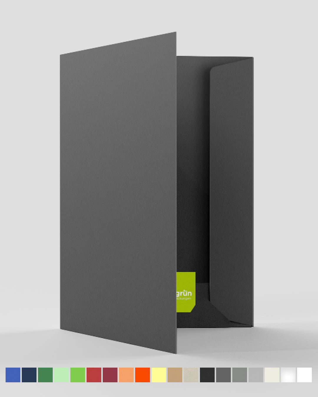 Hochwertige Präsentationsmappe A4, FSC® MIX 70%, 320g/m² Pappe, mit Halterung für Visitenkarte, Onlineshop, Hersteller Werbegrün