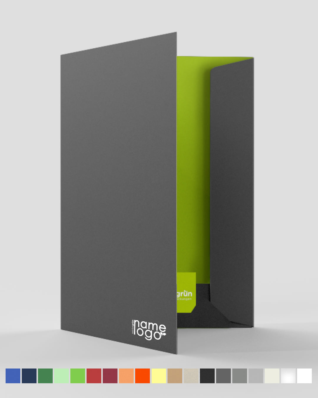 Individualisierbare Präsentationsmappe A4, FSC® MIX 70%, 320g/m² Karton, Visitenkartenhalterung, Onlineshop, Hersteller Werbegrün