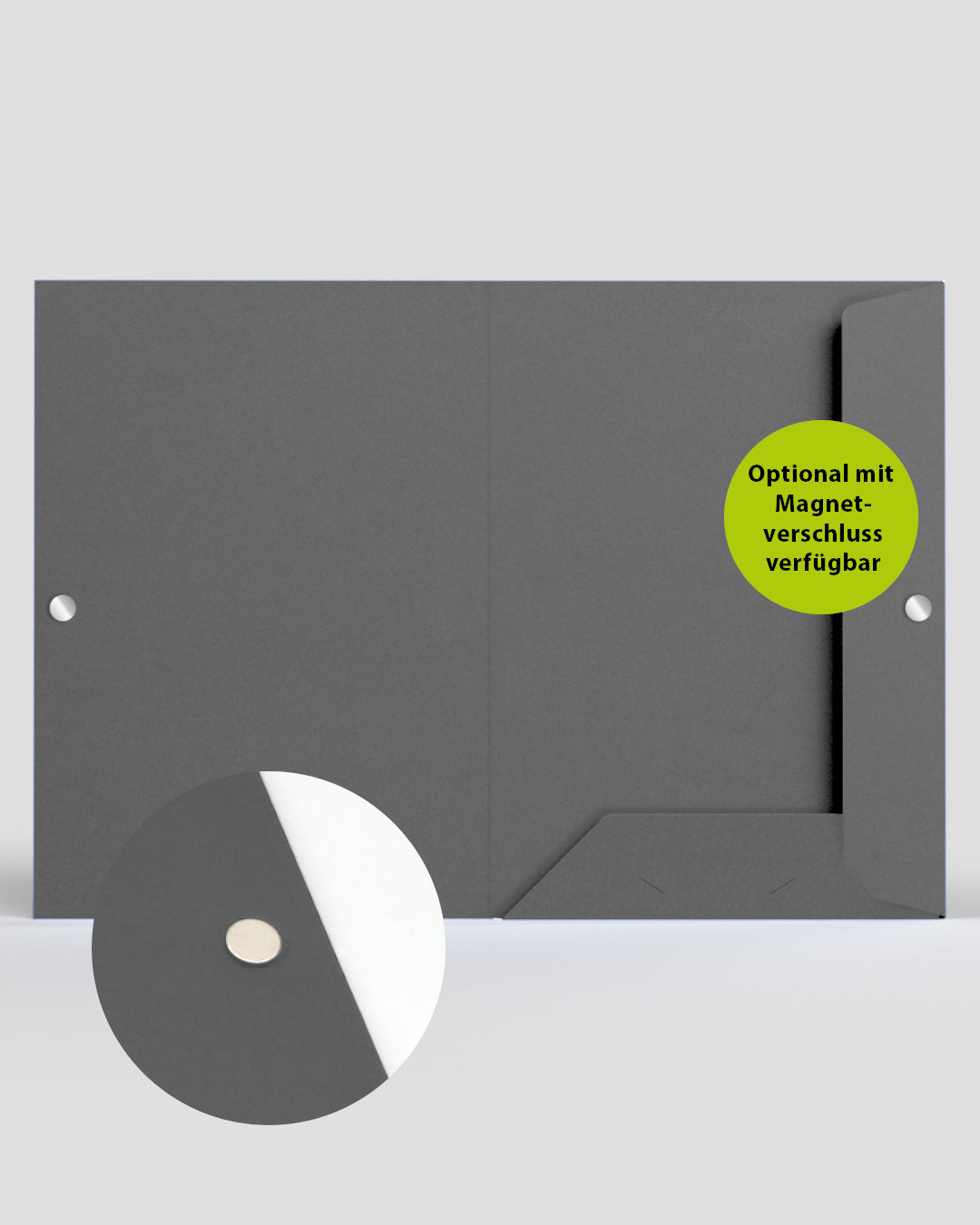 Präsentationsmappe mit Magnetverschluss optional im Onlineshop werbegrün erhältlich