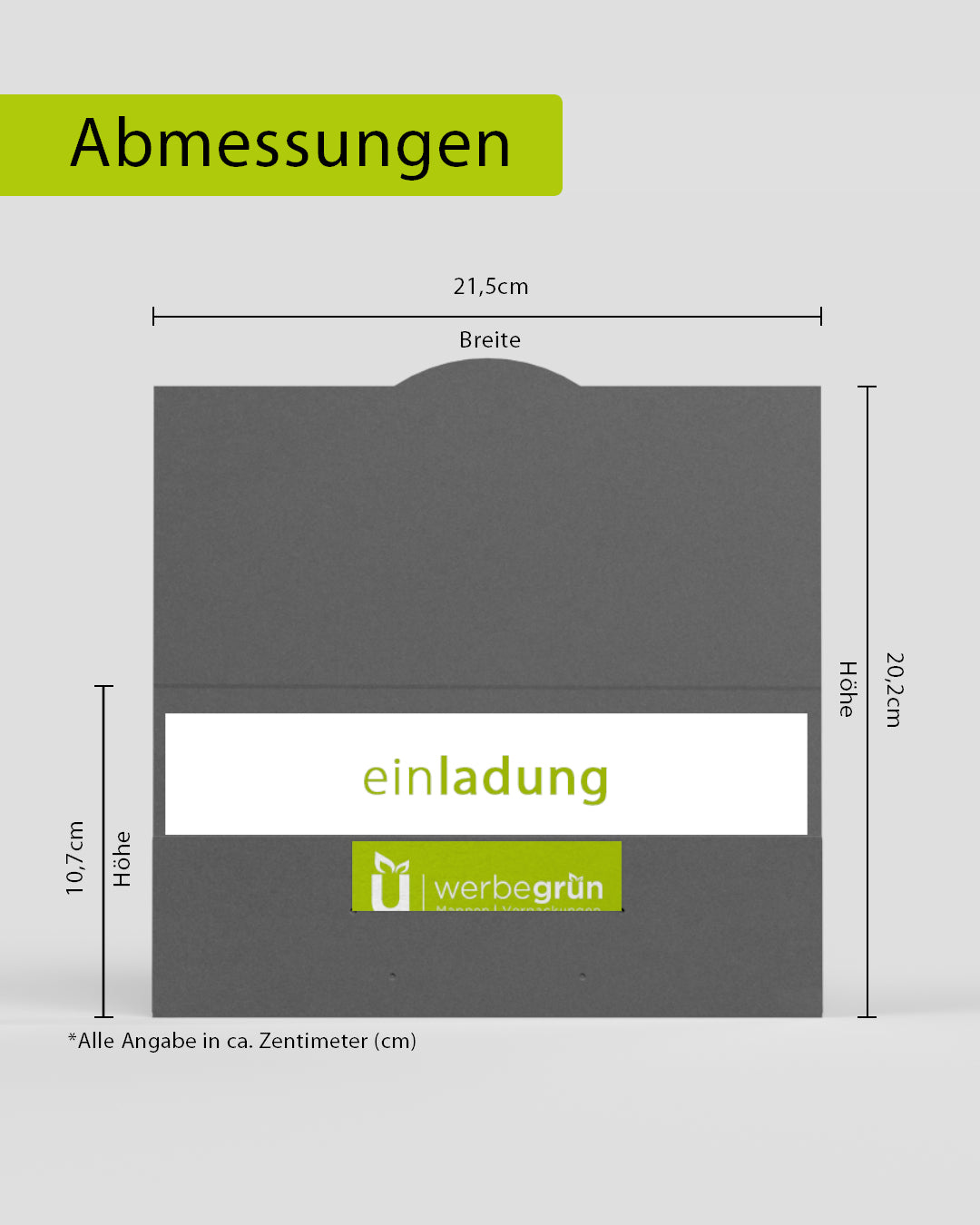 Gutscheinmappe DIN-lang von werbegrün für Einladungen, Gutscheine mit Visitenkartenhalterung