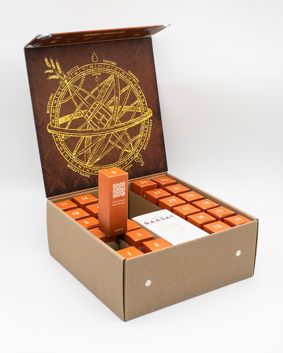 Adventskalender Magnetbox mit 24 bedruckten Türen und Parfümflaschen von werbegrün