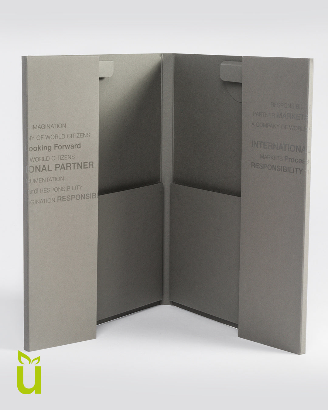 Konferenzmappe mit Druck und individuellen Taschen nach Kundenwunsch von werbegrün.