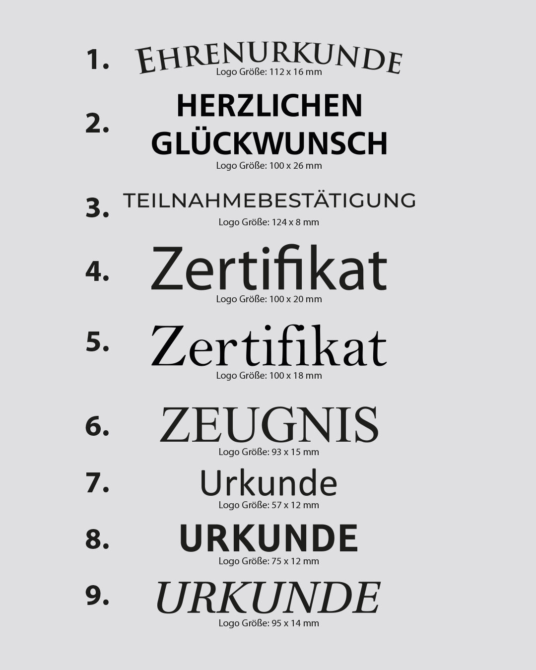 Prägungen und Schriftzüge von werbegrün auf Urkundenpapier