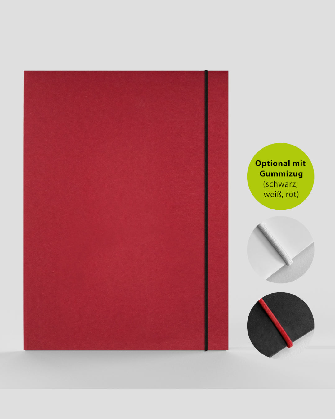 Sammelmappe mit Gummizug (Gummiband) optional im Onlineshop werbegrün erhältlich