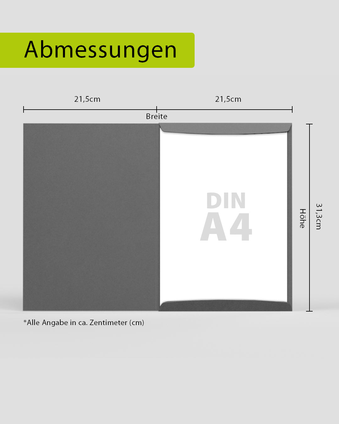 Abmessungen Urkundenmappe für A4 von werbegrün
